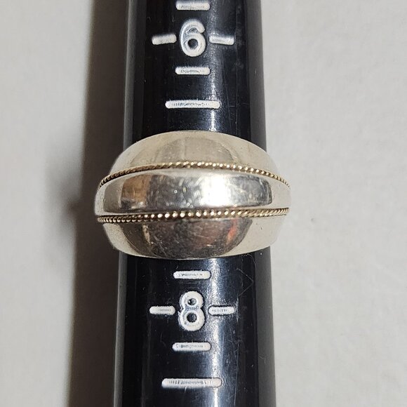Sterling Silver and 14 K Gold Band Ring - Picture 2 of 9